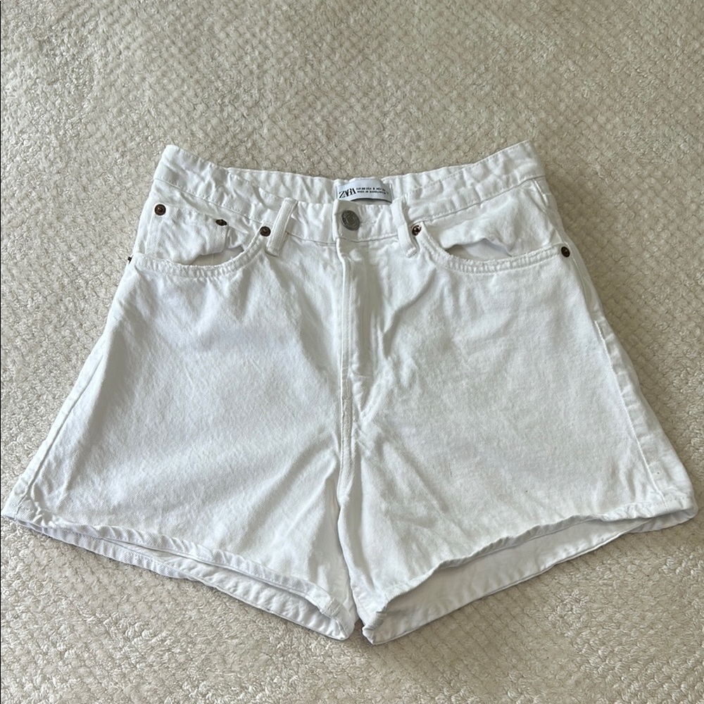 Zara White Jean Shorts High-Waisted